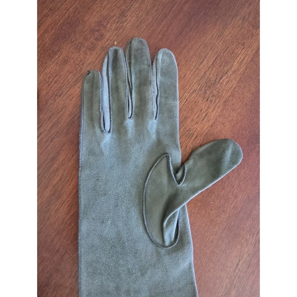 Max Mara S Women Green Gloves Italy Classic Elbow Long Leather